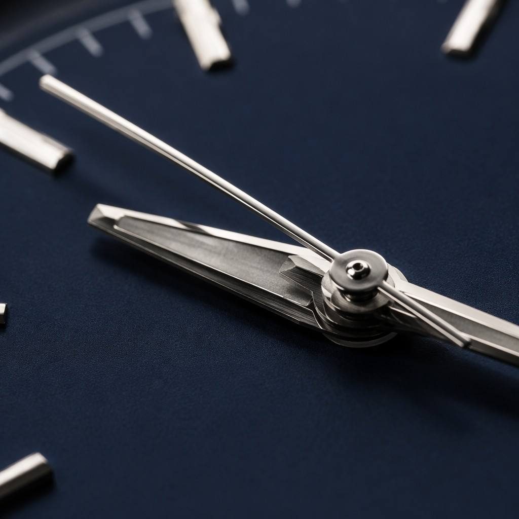 Watch hands photographed close before fitting.