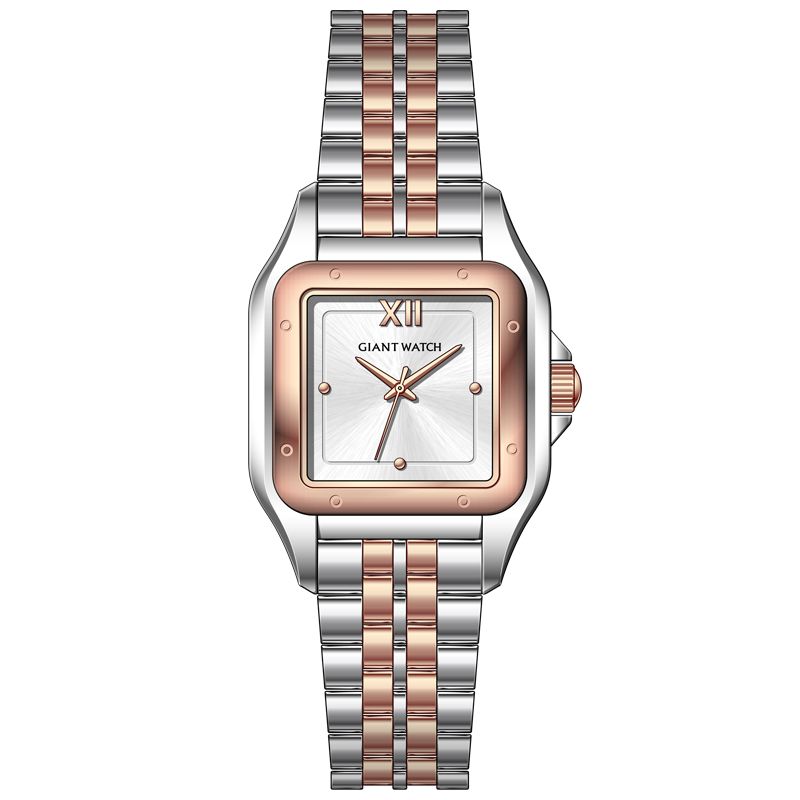 GM-S01 Modern Women’s Square Watch - Affordable 22x30MM Brass Case, Hard Mineral Glass, Japan Quartz Movement, Stainless Steel Strap, 3ATM Waterproof